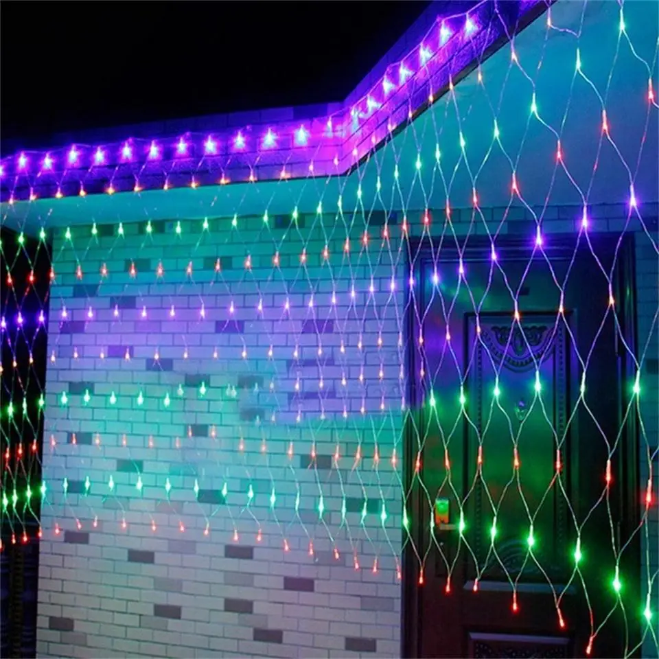 1,5X1,5 м 96LED строки открытый Рождественский декоративные свадебные Сетка Строка Фея Шторы гирлянды полосы праздник света