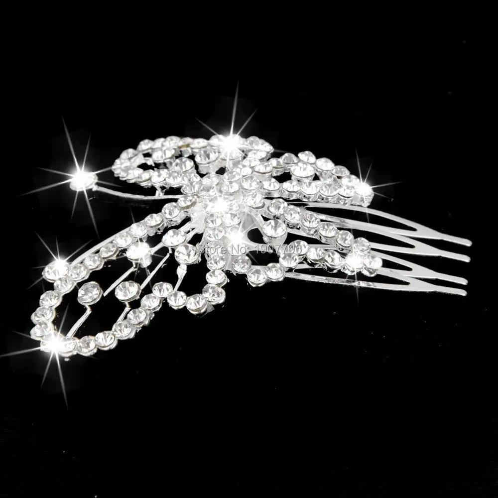 Бабочка шаблон гребень для волос со стразами Слайд клип свадебный аксессуар |