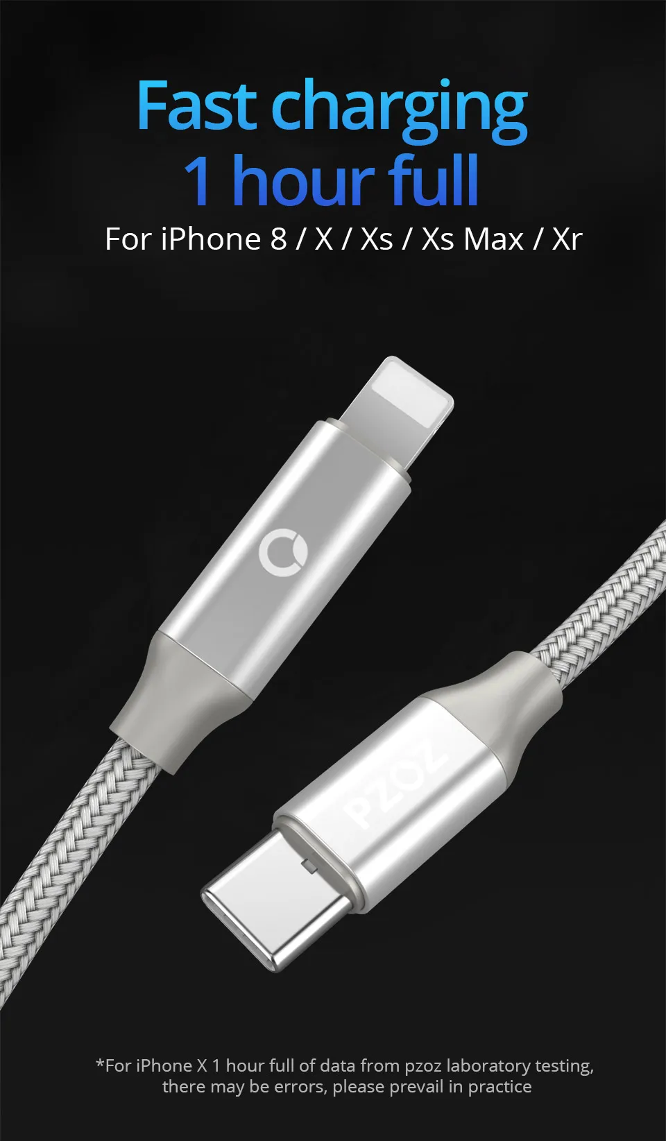 PZOZ PD кабель USB c 18 Вт для iphone 8 Plus X Xs Max XR iPad pro 8 pin Быстрая Зарядка Тип C для осветительного кабеля Шнур для передачи данных зарядное устройство