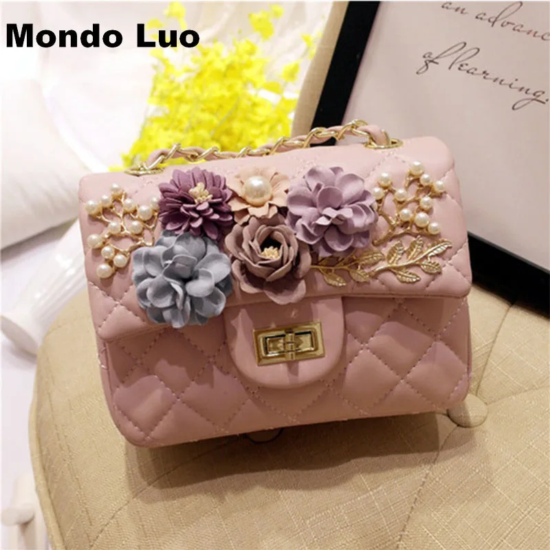 2018 Женская сумка через плечо мини модная цепочка с цветком и жемчугом маленькая