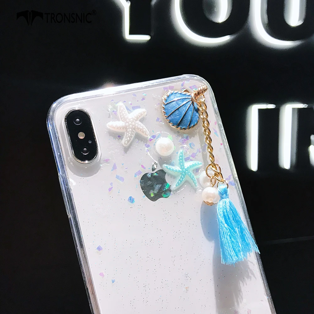 Блестящий чехол TRONSNIC для телефона iPhone X XS MAX XR Мягкий Летний Пляжный роскошный