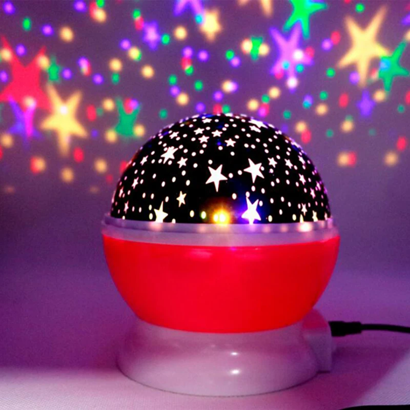 USB LED ночник Луна лампа звездное небо автоматический вращающийся проекционный