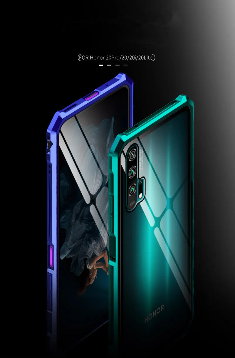 Роскошный металлический защитный чехол-бампер для huawei Honor 20 Pro, чехол, прозрачная задняя крышка для телефона huawei Honor 20 Lite, чехол 20Pro 20i