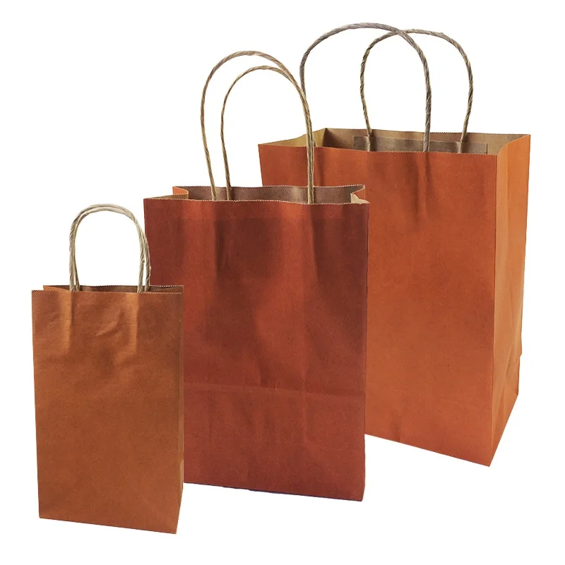 10 шт./лот подарочные пакеты с ручками многофункциональная оранжевые бумажные 3