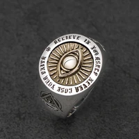 devil eyes hexagon masonic ring for men sterling silver freemason totem jewelry