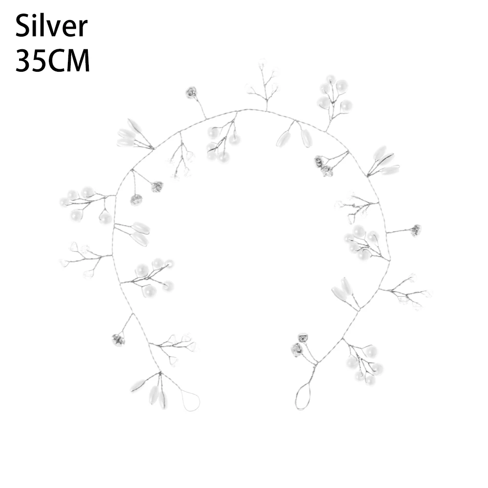 S-35 35/50/100/150CM Pearl Crystal Wedding Hair Vine Tiara Bridal Headband Fashion Hair Accessories Romantic Women Hair Jewelry - Окраска металла: S-35
