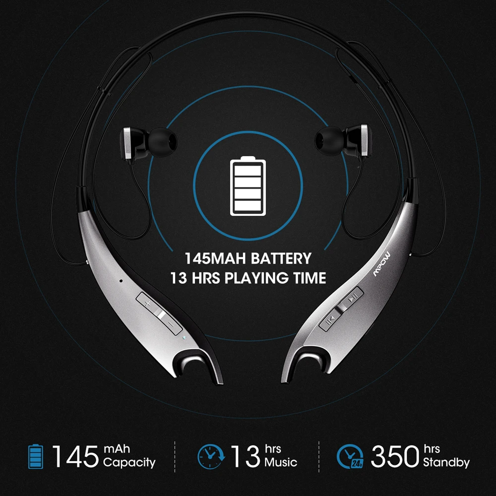 Mpow челюсти Bluetooth V4.1 наушники Беспроводной шейный обод 4 Цвета моды с лямкой через