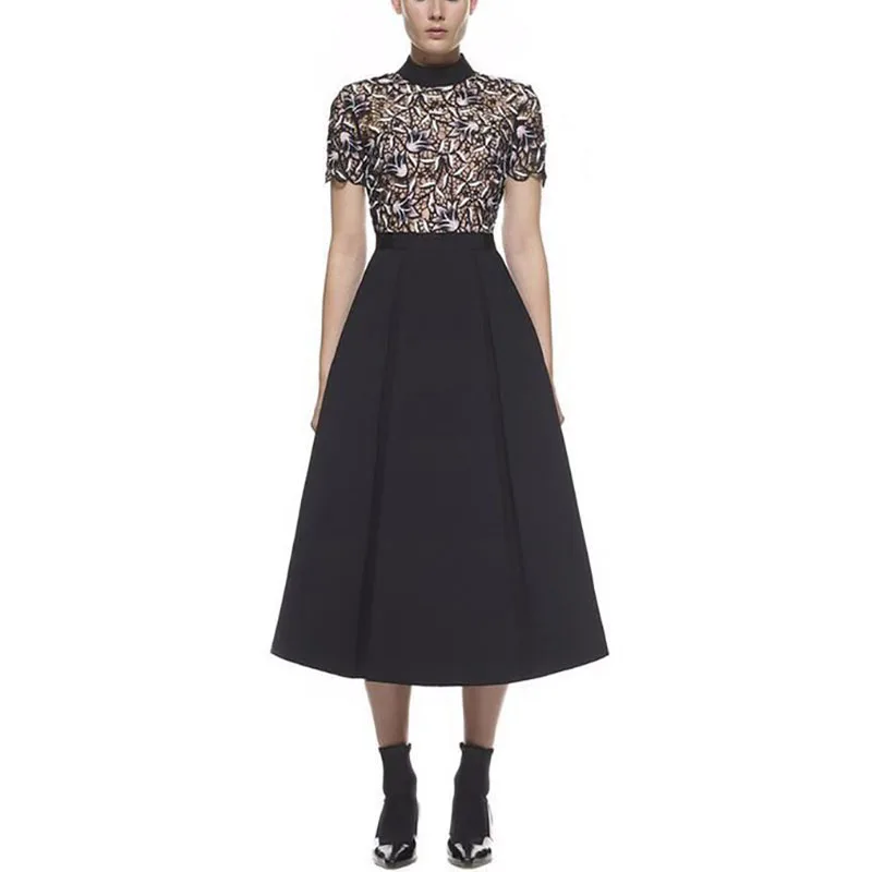 2017 новое поступление SP кружевное платье Черный и белый цвета Self Portrait высокого