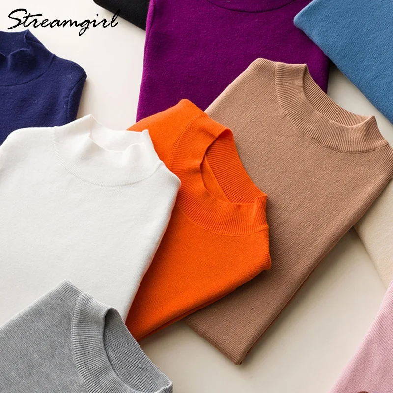 Jumper Women Summer Pullover Knitted Blouse Sweaters Half Sleeve Jumpers Ladies Tutleneck Woman Pull Femme 2019 Sweater | Женская одежда