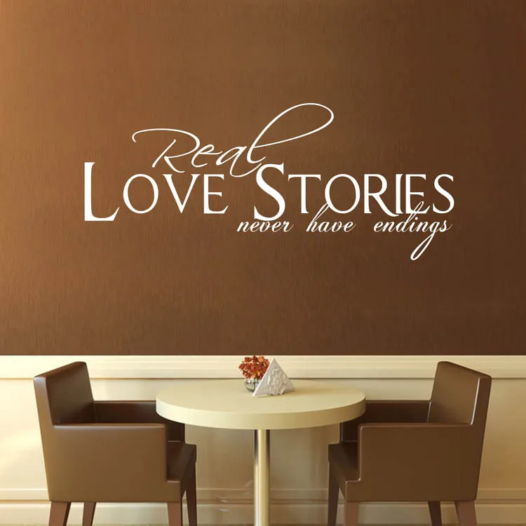 Виниловые Настенные Стикеры с надписью true love stories never ends q0301 | Дом и сад