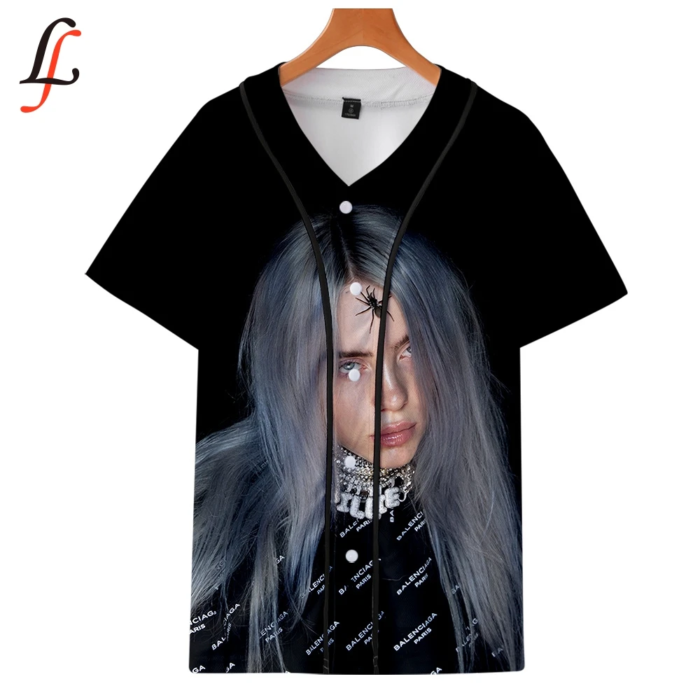 Женская/Мужская Бейсбольная Футболка Billie Eilish летняя футболка с коротким рукавом