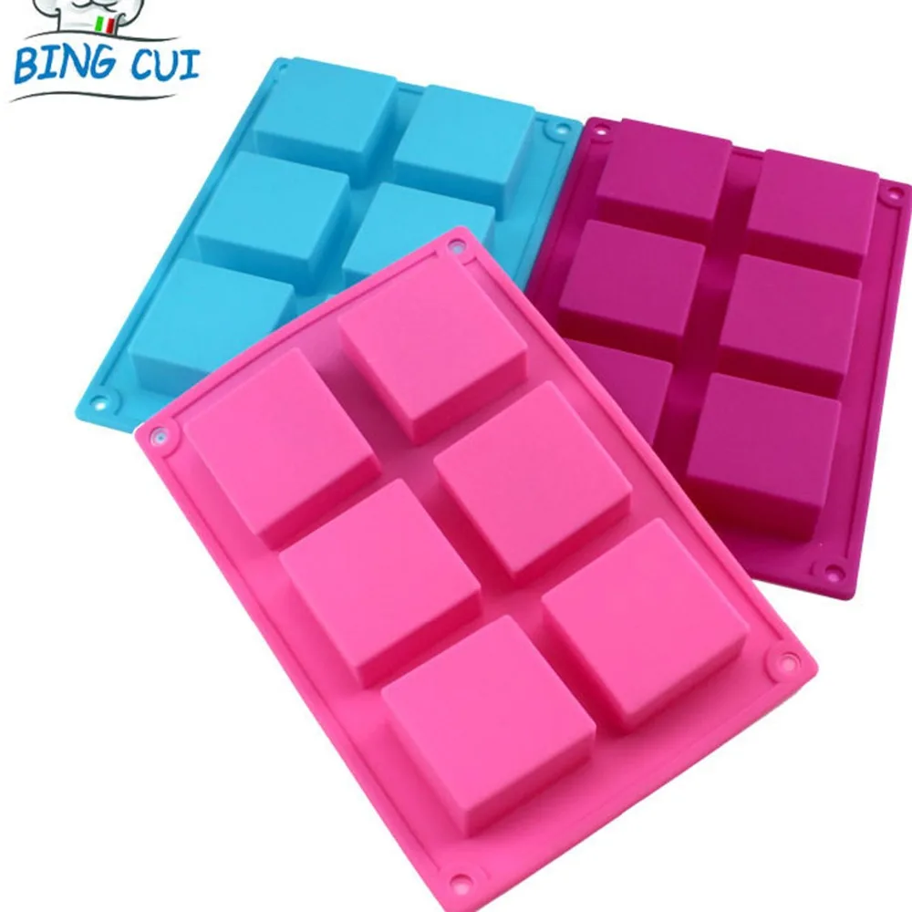 6 чашек квадратная форма ручная работа для мыла силиконовые формы торта