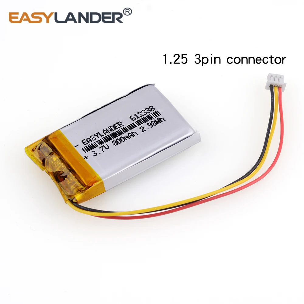 612338 3 7 V 800mAh перезаряжаемый литий полимерный аккумулятор для игрушек millet GPS TEXET FHD