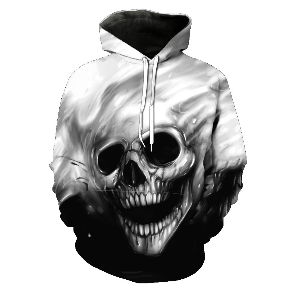Newest Skull Print 3D Hooded Pullovers Full Sleeve Winter Autumn Hoodies Sporting Tracksuits Couplewear Women/men Sweatshirts | Женская