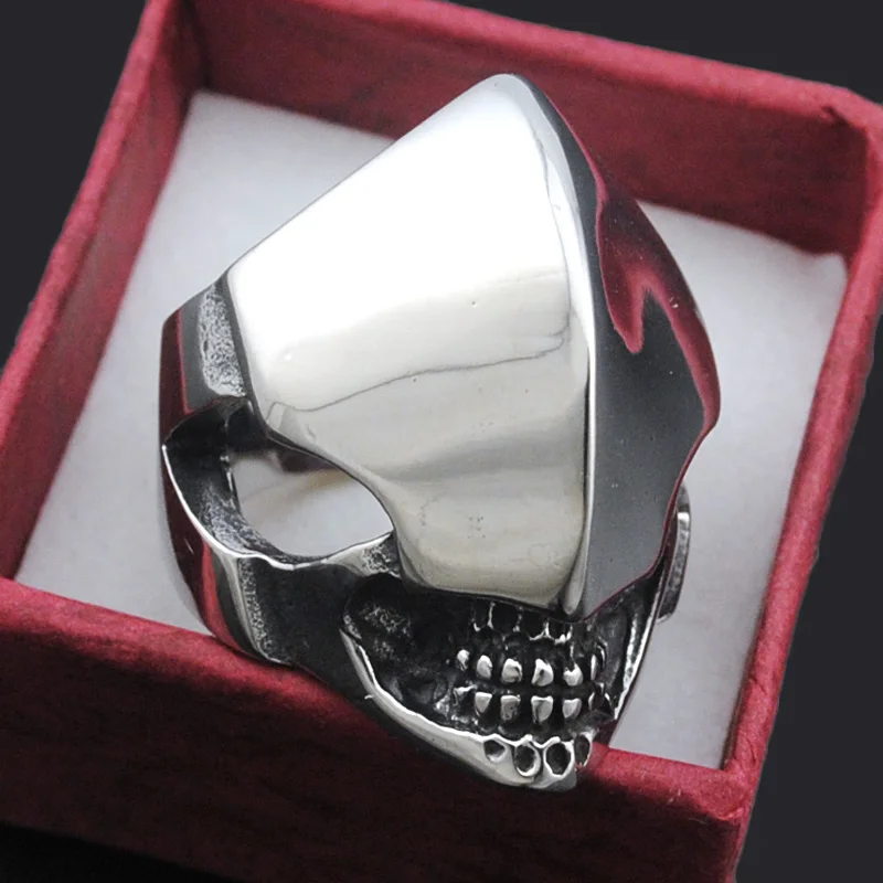 Мужское кольцо с черепом инопланетянина ATGO из нержавеющей стали 316L в стиле панк