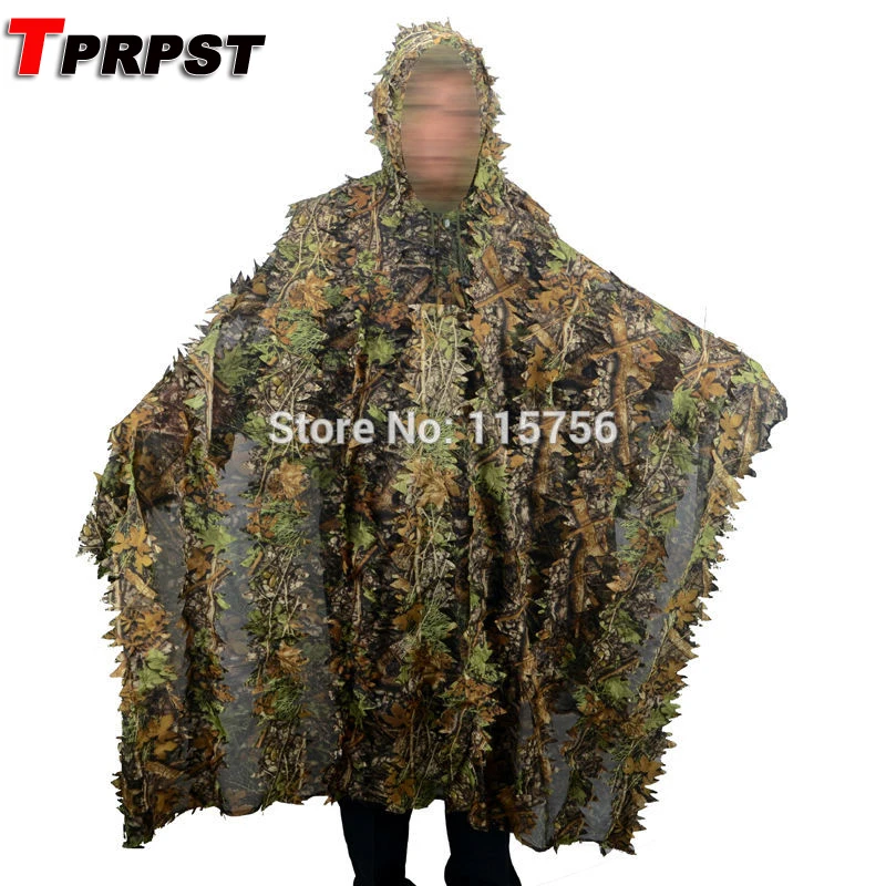 

TPRPST Camo 3D плащ с узором из листьев Yowie Ghillie, дышащее открытое пончо, камуфляжное пончо для наблюдения за птицами, снайперский костюм