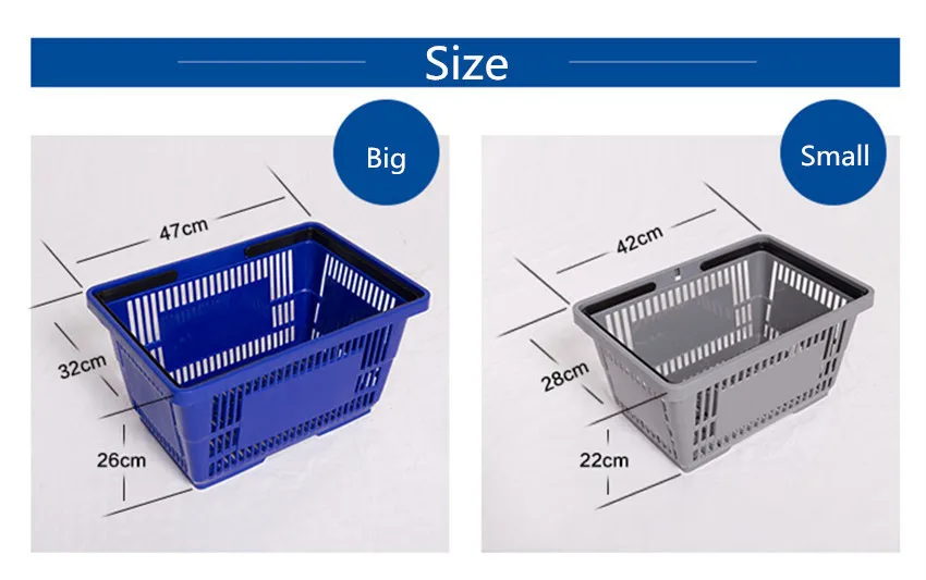 Пластиковые корзины для покупок супермаркета хорошего качества розничных