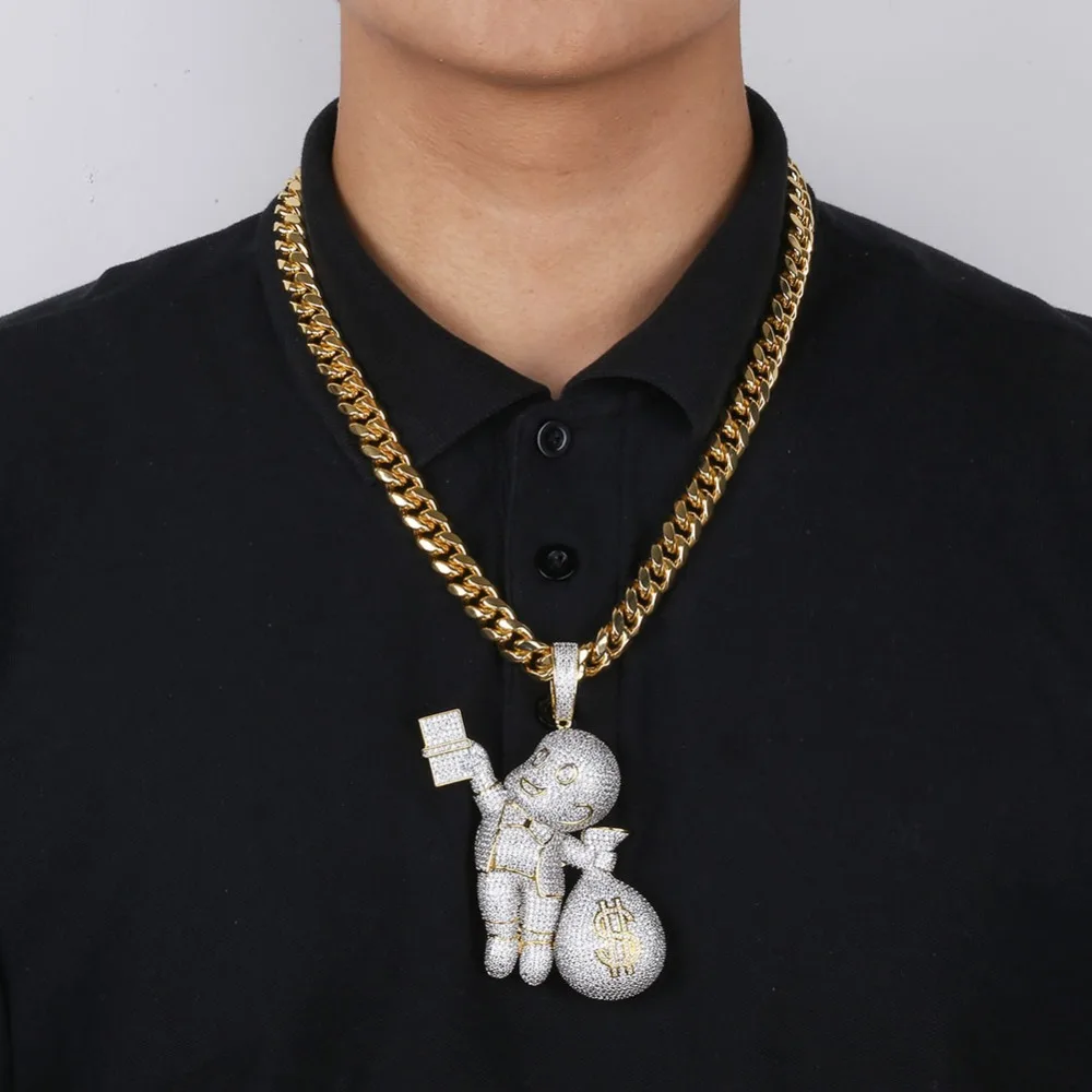 TOPGRILLZ доллар Gangster Детская Подвеска Цепочки и ожерелья Для мужчин Iced Out cz-цепочка хип-хоп/панк цвета: золотистый, серебристый Подвеска Ожерелье Бижутерия вечерние подарки