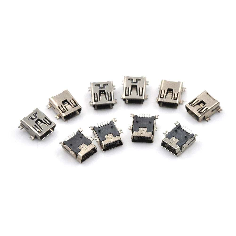 10 шт./лот 5pin мини USB разъем Seat Jack Usb Четыре ножки 5P вставки Plate Mini