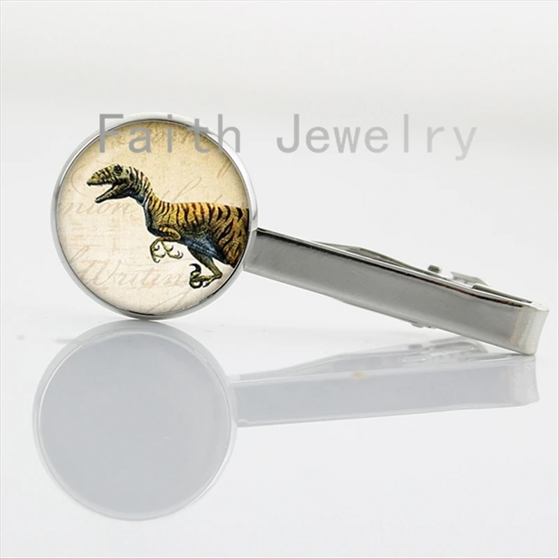 Винтажный стильный галстук с изображением древних динозавров стеклянный