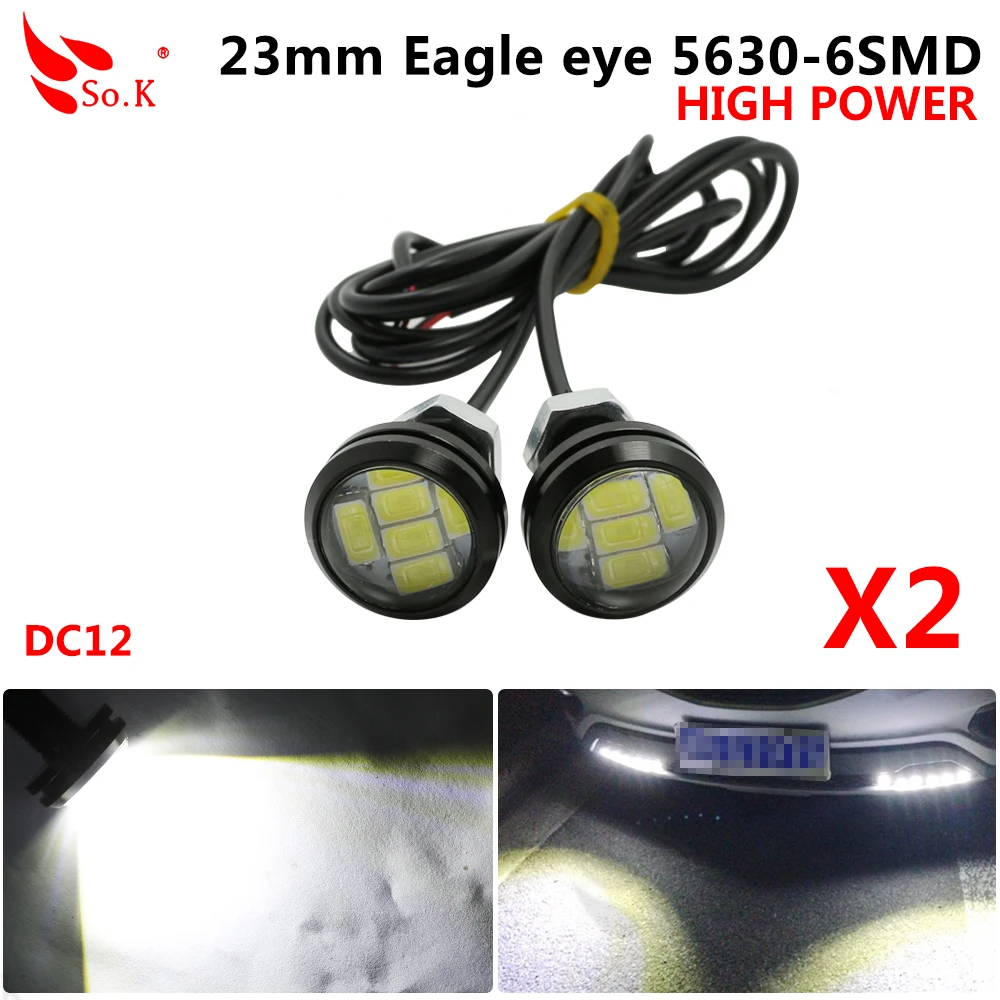 Дневные ходосветодиодный огни 2 шт. 23 мм 12 В 6 чипов 5630 5730 SMD|eagle eye|daytime running lightsled daytime