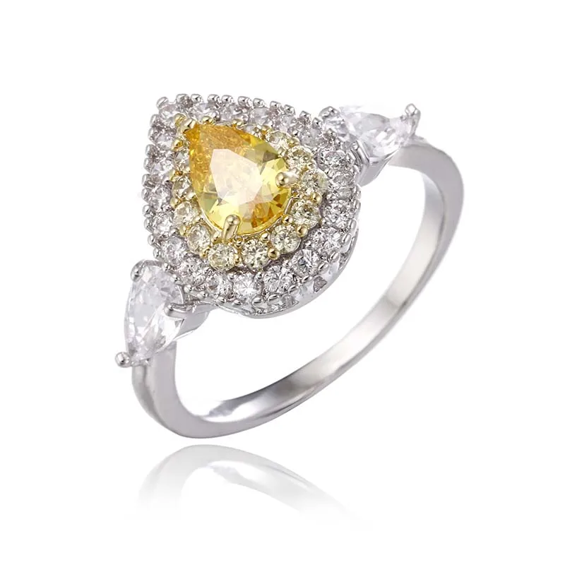 Богемные Bague Femme Кольца Крылья Ангела для женщин сердце Anillos Mujer розовый желтый кубический циркон обручальные кольца украшения для девочек подарок