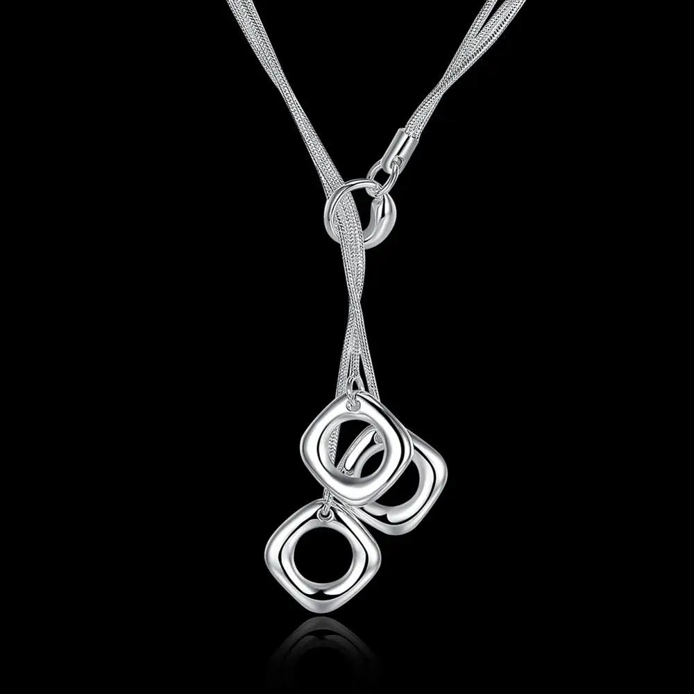 Лидер продаж цепочка с серебряными линиями подвеской в виде трех круглых