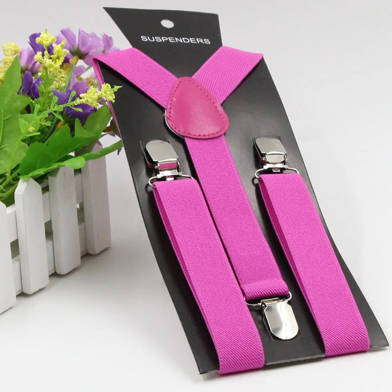 38 rose purple Детские подтяжки для мальчиков Y-back Регулируемая заколка для девочек-на подтяжках пояс для мальчиков 40 цветов M 2,5X85 см - Цвет: 38 rose purple