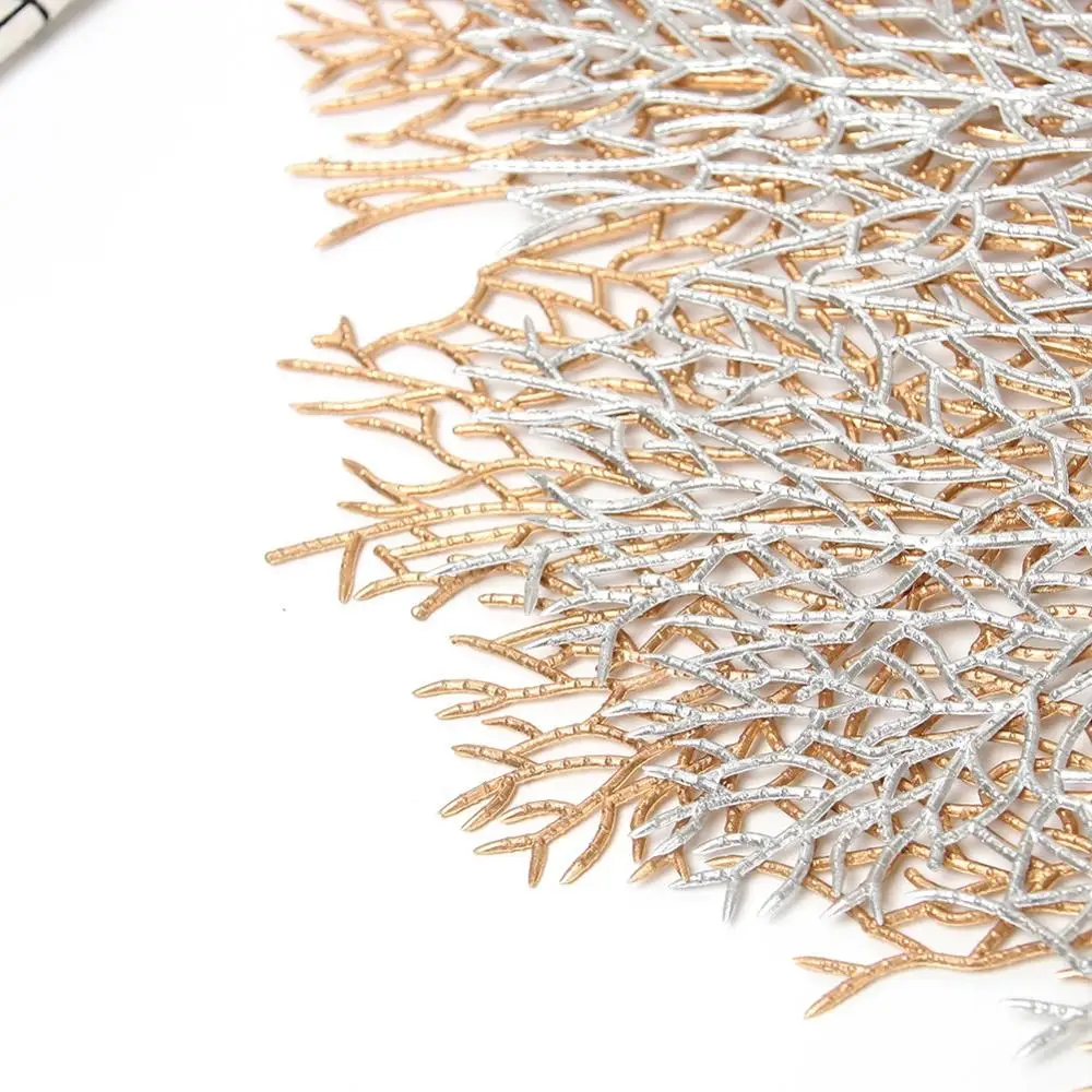 1Pcs Large Coral Branch Table Pad Lotus Leaf Drink Coaster Non-Slip Cup Dish Mat PVC Placemat For Dining Decoration | Дом и сад