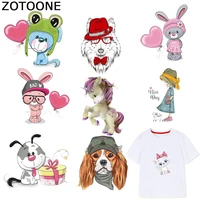 zotoone cute dog patches unicorn cat stickers iron on transfers for clothes t shirt heat transfer diy accessory appliques f1