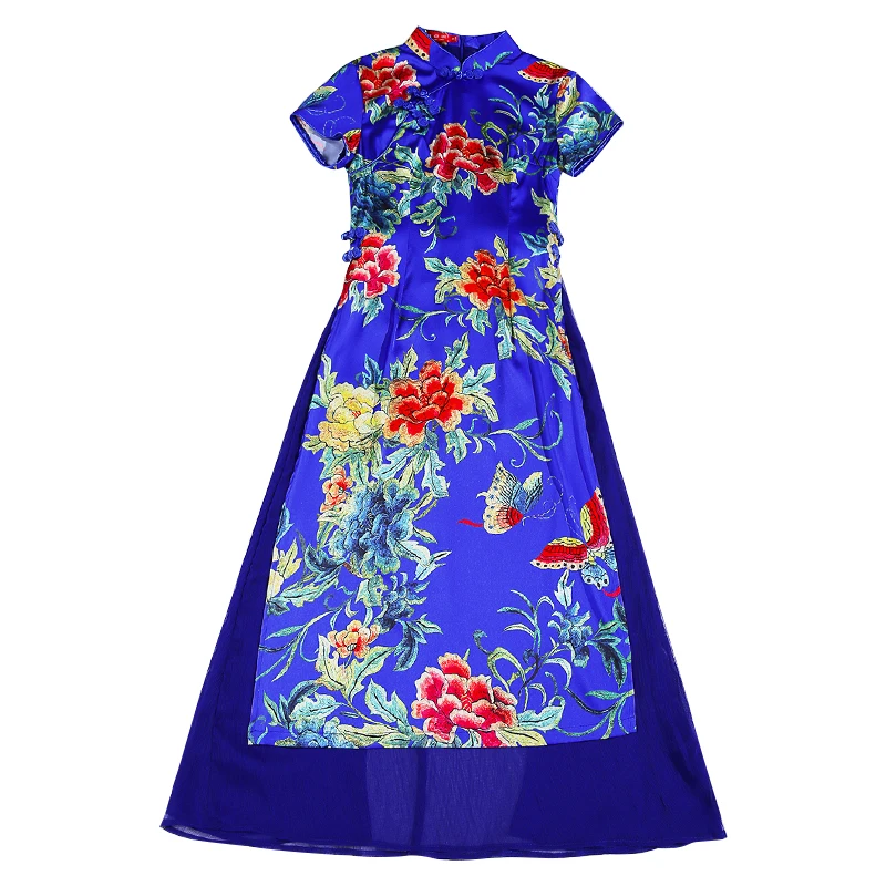 Ретро Китайский Стиль Печать Cheongsam 2018 Мода Новый сезон: весна–лето платье
