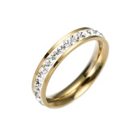 new classic 316l stainless steel rings for women gold color crystal engagement wedding ring jewelry