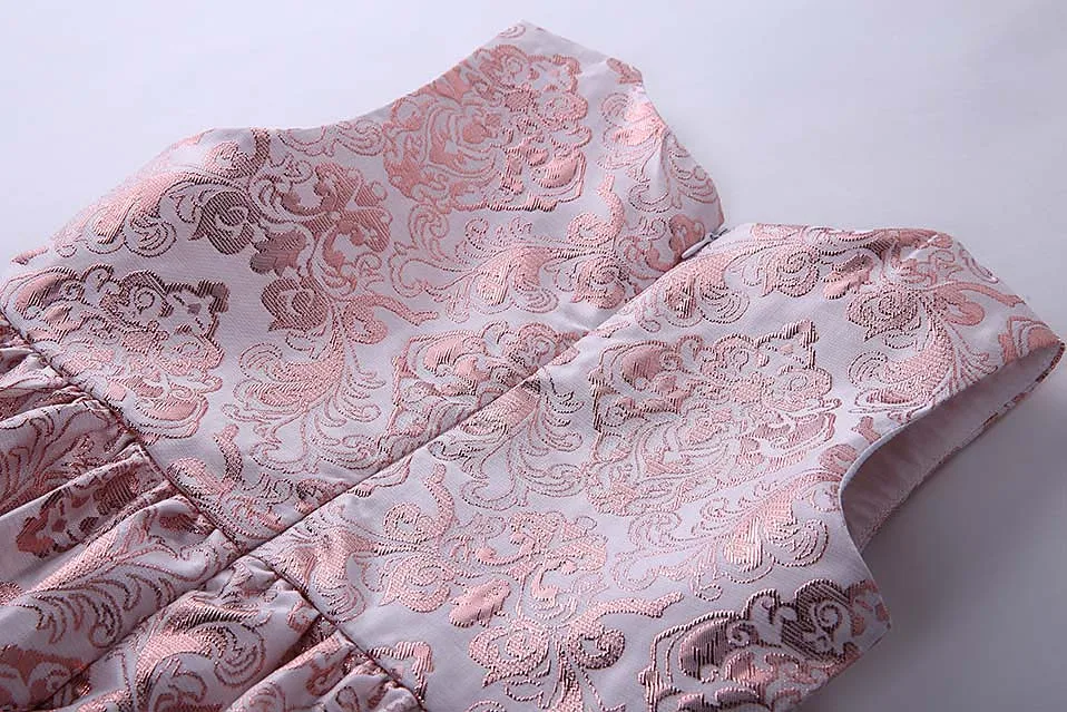 Pettigirl Summer Sleeveless Pink for Girls Dress Pearl Jacquard Floral Wedding Elegant Kids Baby Children Clothing GD81125-335F | Детская