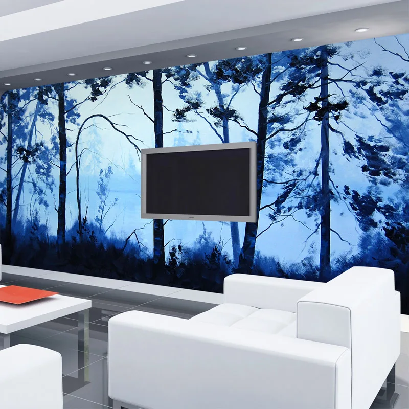 

Wholesale Nature scenery tress blue 3d wall mural wallpaper for TV sofa background 3d photo mural Papel de parede home decor