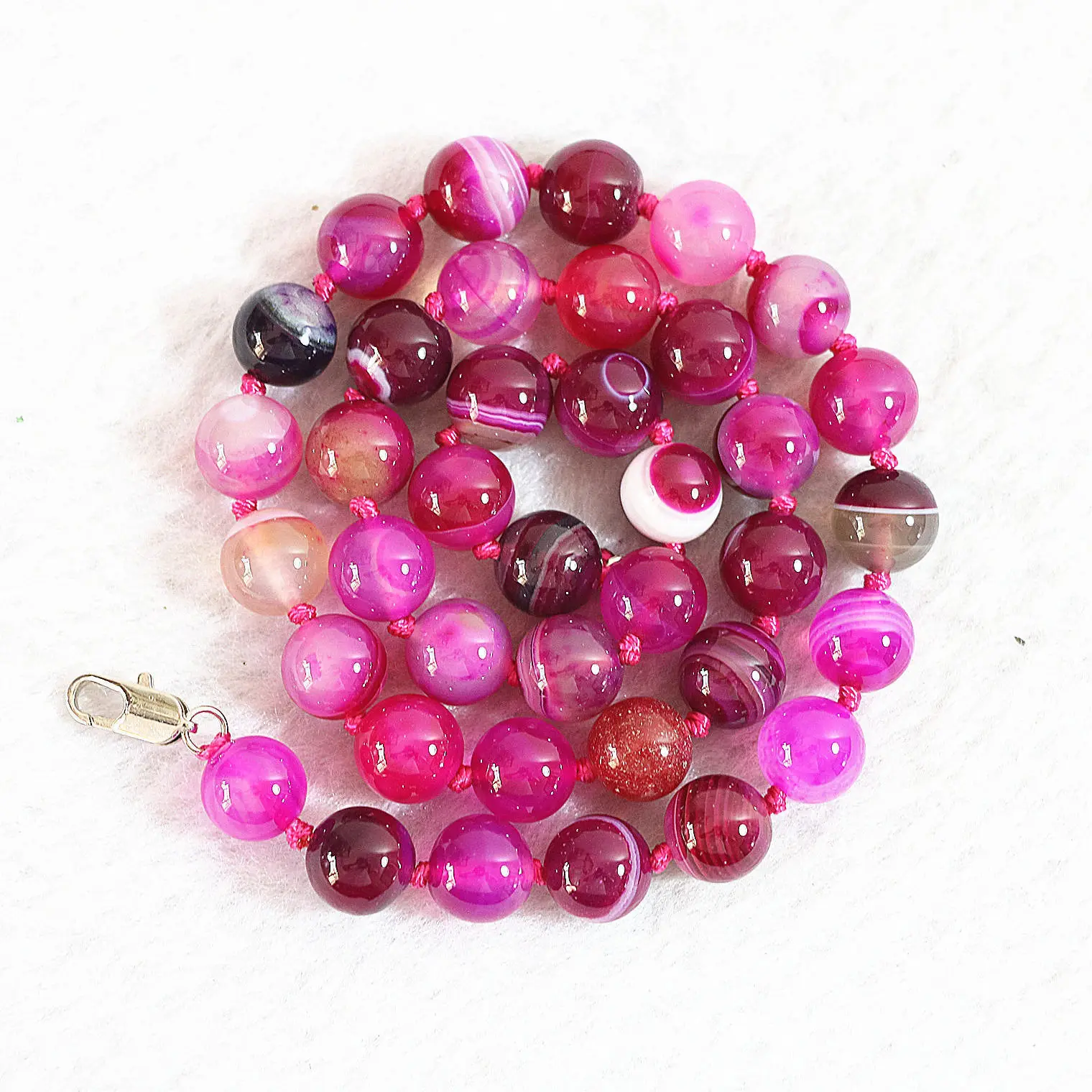 Beautiful 8 mm Rose striped agate gemstone bead necklace 18 &quotAAA jade | Украшения и аксессуары