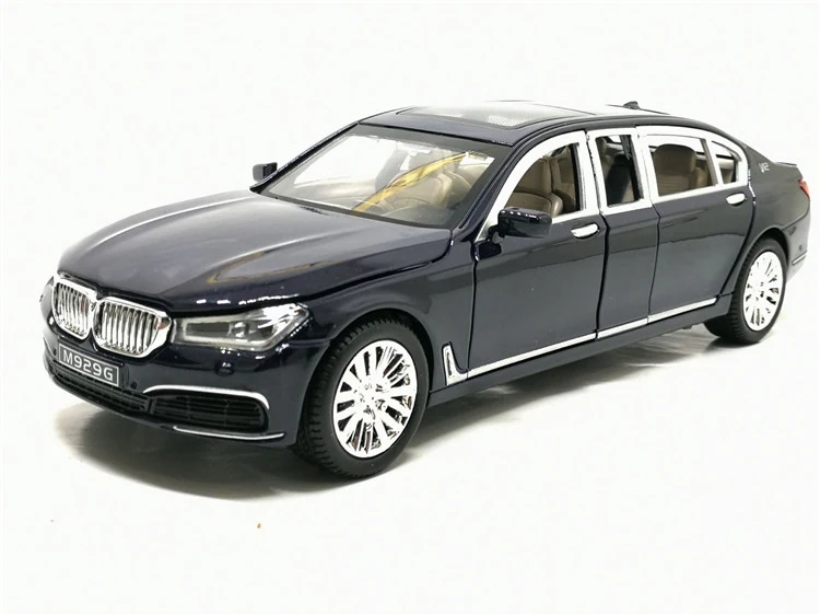 Высокая имитация 1:24 760LI, удлиненная модель автомобиля из сплава, звуковой светильник, модель автомобиля, игрушки для детей, подарки