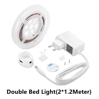 Double Bed Light Датчик движения светодиодные полосы ночного света, водонепроницаемый светодиодный свет под шкафом активированный свет кровати, автоматический таймер отключения - Испускаемый цвет: Double Bed Light