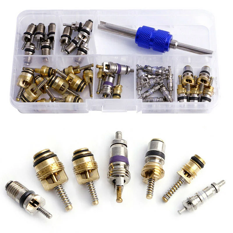 R12 Valve Cores AC Schrader 39pcs 75mm Oil resistant With Remover Air Conditioning |