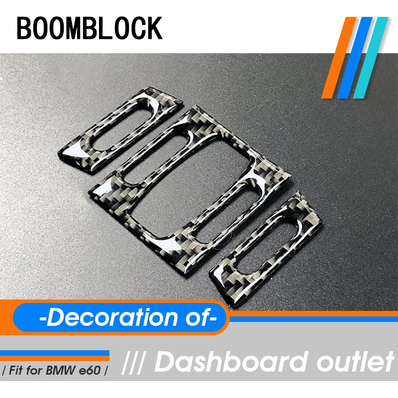 

Car-Styling 3D Carbon Fiber Stickers For BMW 5 Series E60 Center Console Air Condition Outlet Frame Rings Covers M Accessories