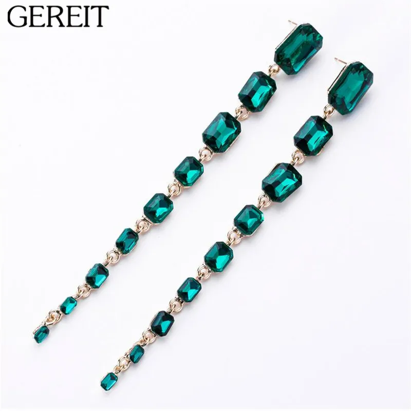 Женские длинные висячие серьги GEREIT роскошные подвески с кристаллами и бусинами