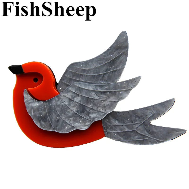 FishSheep винтажные акриловые булавки и броши с птицами для женщин детей милые