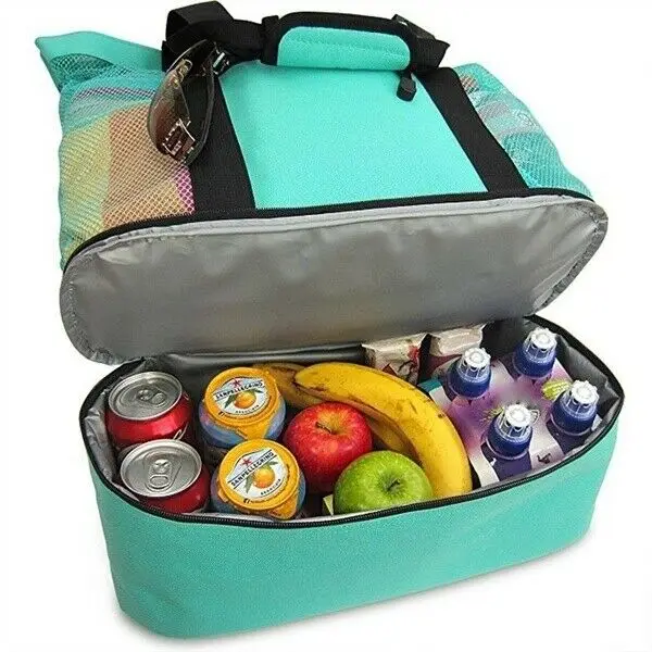 Handheld Lunch Bag Cooler Picnic Mesh Beach Tote Food Drink Storage For Camping BBQ | Багаж и сумки