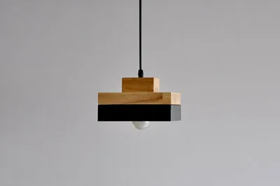black square Скандинавский круглый светодиодный подвесной светильник современный квадратный деревянный металлический железный подвесной светильник кафе бар ресторан - Цвет корпуса: black square