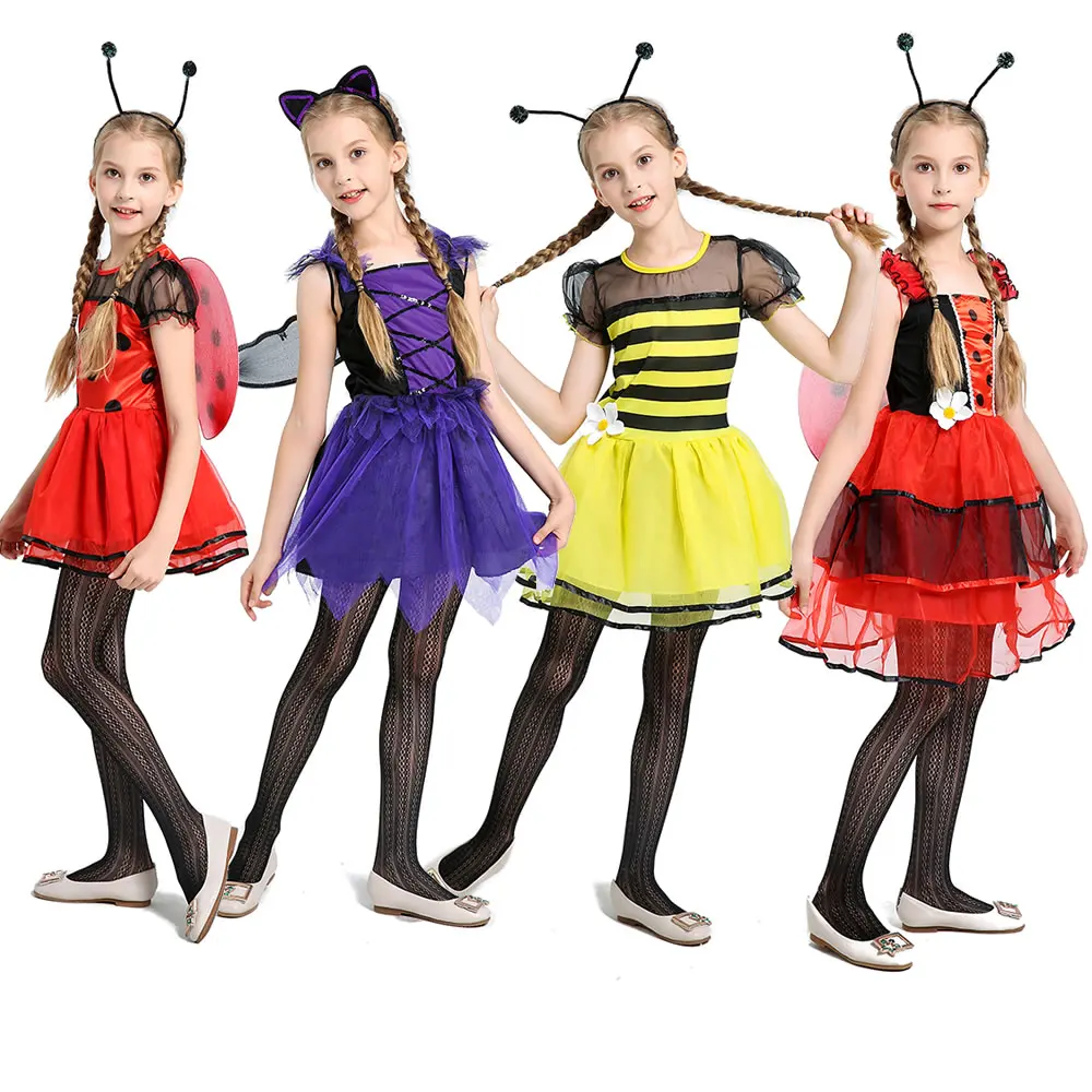 

Girls Butterfly Cosplay Dress Masquerade Children's Animal Elf Flower Fairy Dress Up Costume Bat Ladybug Halloween Clothing