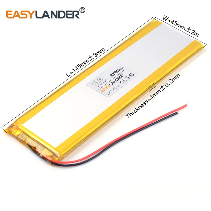Литий полимерная аккумуляторная батарея 4045145 3 7 В 2700 мАч для GPS PSP power bank