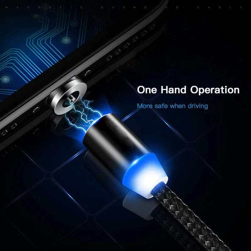 Новый светодиодный магнитный кабель Micro USB 1 м для iPhone 7 6 8 X XR XS Huawei Type C передачи