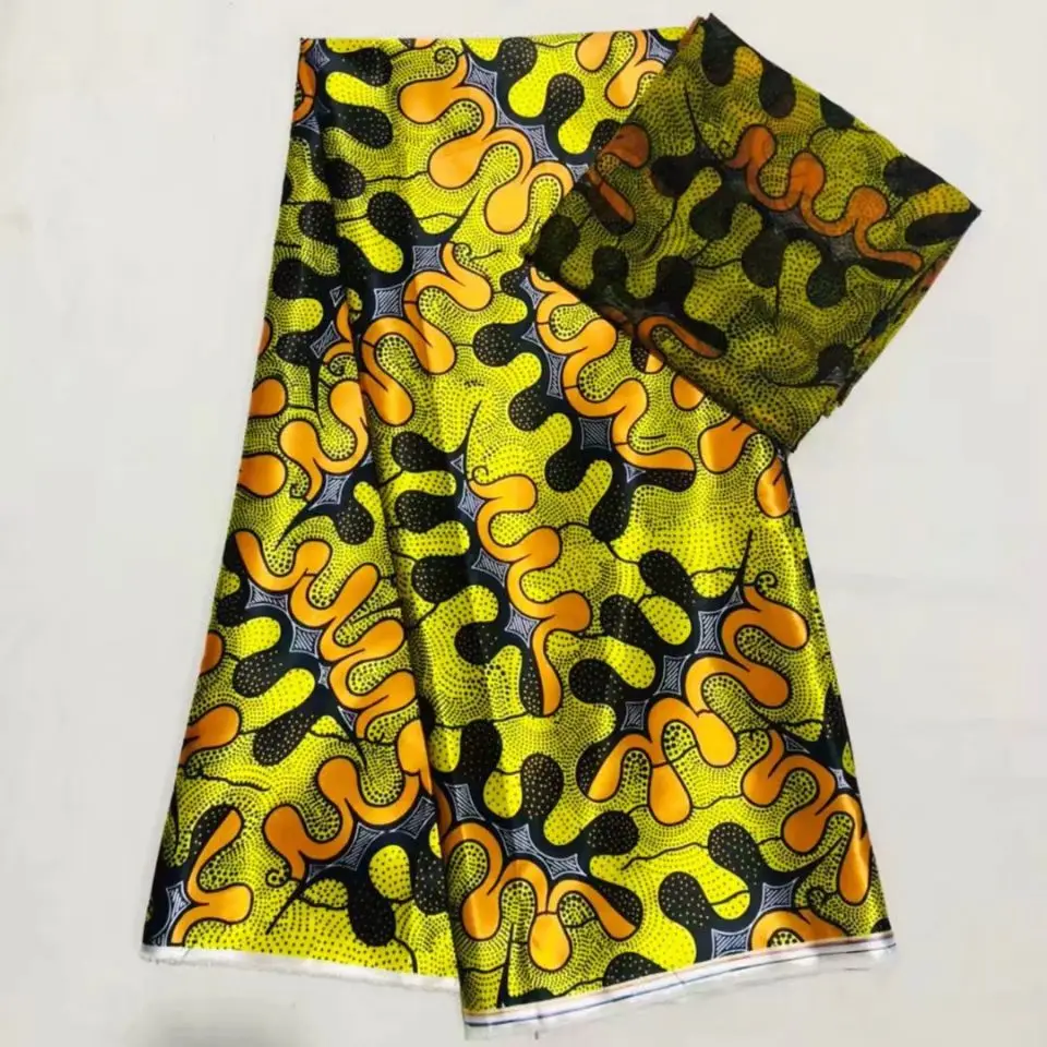 

4Y+2Yards Hot sale green printed pattern korea chiffon silk lace fabric smooth african satin material for dress LS5-1