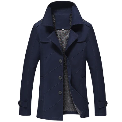 navy blue Верхняя одежда, длинная куртка для мужчин, Jaquetas Couro Hommes, куртки, длинное пальто для мужчин, Erkek mon, тонкая ветровка, пальто для мужчин, s Тренч, пальто для мужчин - Цвет: navy blue