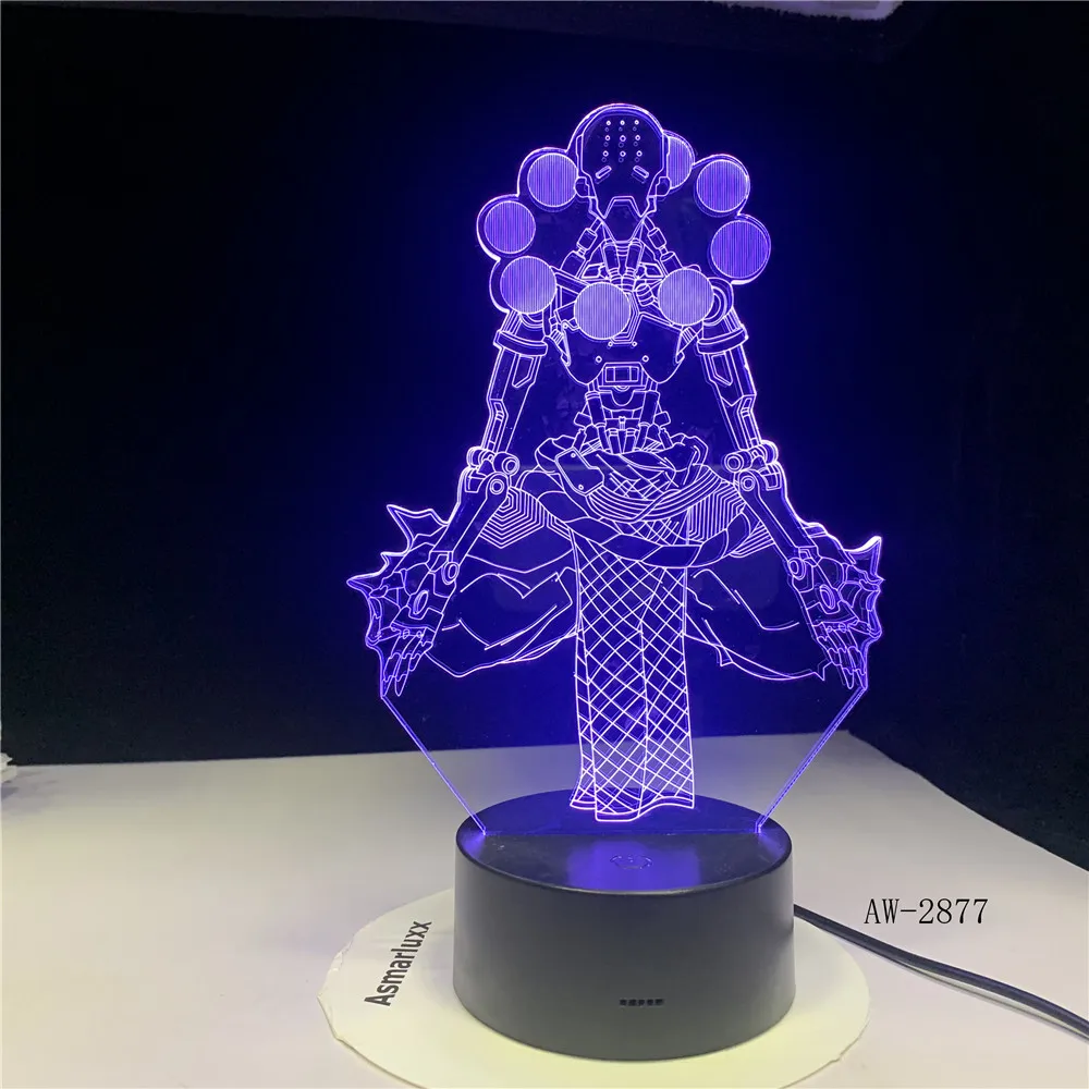 3D Warriorss Настольная лампа для детской игровой сна градиент светильник