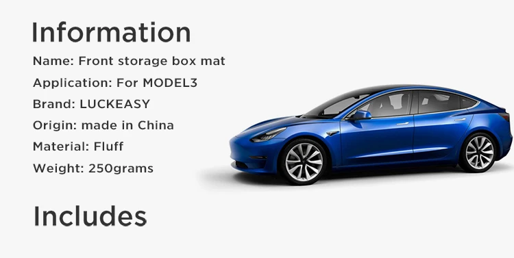 LUCKEASY Передняя Коробка для хранения коврик для Tesla модель 3- специальный Противоскользящий против вибрации модификация автомобиля